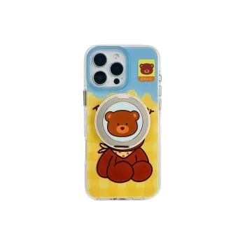 Wei Xin Acrylic Material Brown Bear Magnetic Stand Phone Cases Compatible With IPhone 16/15 Pro Max/Apple 13/14 Pro/Max