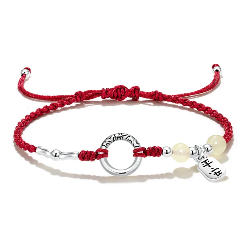 ERROR Alloy Bracelets Unisex Red String/Cherry Blossom Pink/Black Cord-5