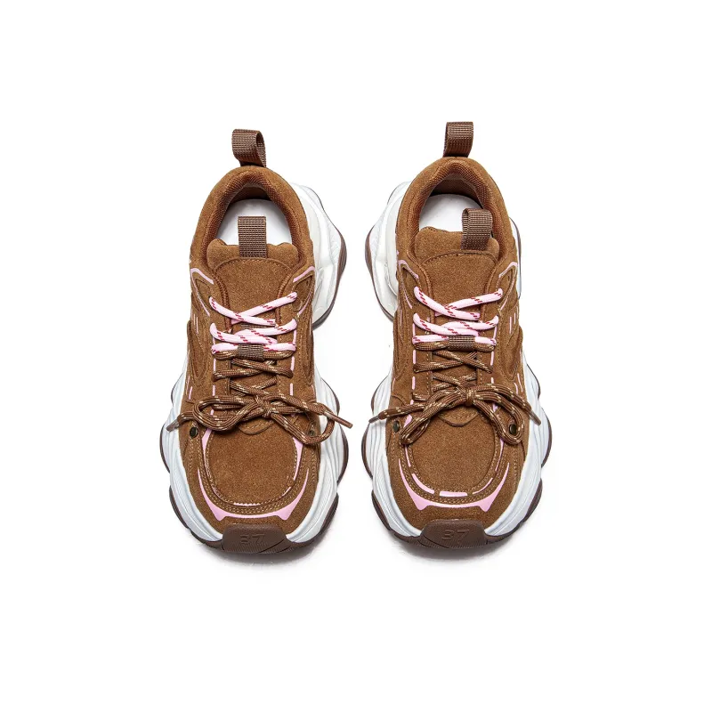 MQ Slip Resistant And Abrasion Resistant Coverage Low Top Chunky Sneakers Women's Vintage Beige-11