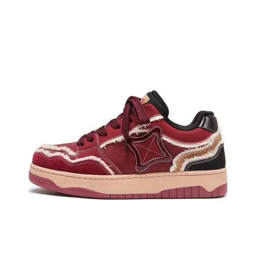 MQMS Anti Slip And Wear Resistant Height Increasing Low Top Skateboard Shoes Unisex Burgundy