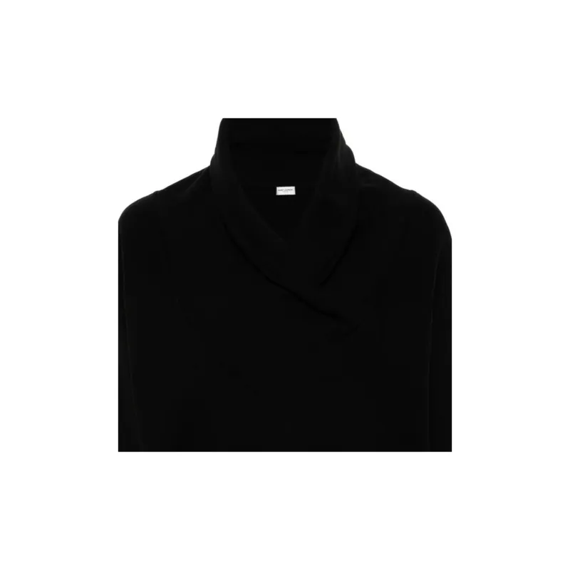 SAINT LAURENT V Neck Drop Shoulder Hoodie-5