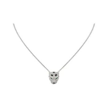 CARTIER Onyx Necklaces Women's Silver