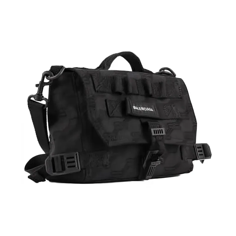 Balenciaga Army Nylon Messenger Bag, Portable Crossbody Bag, Shoulder Bag Women's Black-1