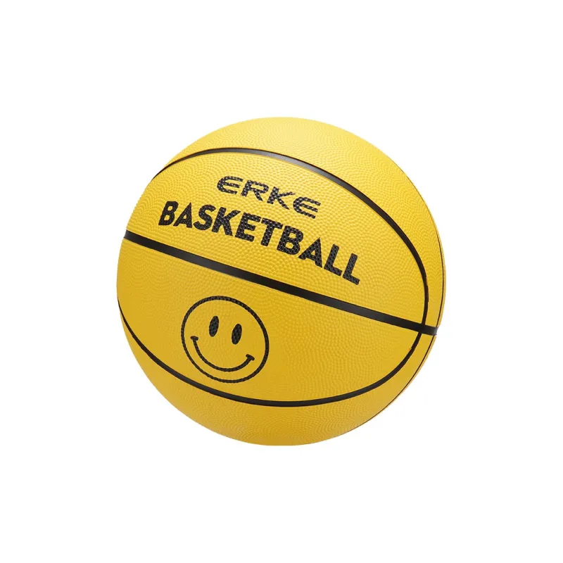 Erke Smiley Face Collection Rubber Basketball Black Yellow Size 7.5 Training Competition Unisex-3
