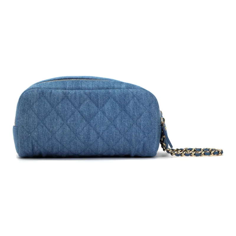 CHANEL Denim Toiletry Bag, Makeup Bag Women's Blue-2