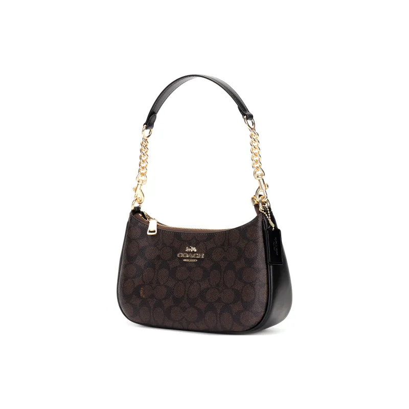COACH Teri Artificial Leather With Recycled Leather Shoulder Bag Crossbody Bag Handbag Medium Size Women's Dark Brown-2