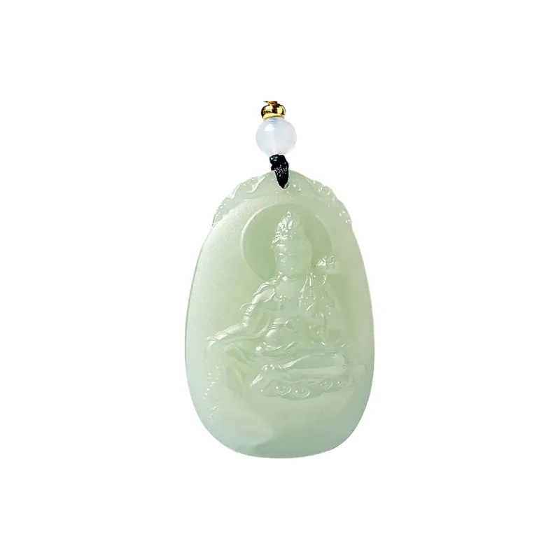 Shujie Hetian Jade Pale Greenish White Jade Unisex-0