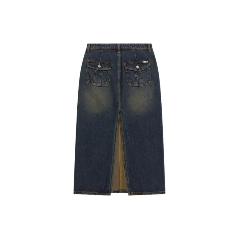 GUESS Denim Long Skirts Women's Dark Blue-1