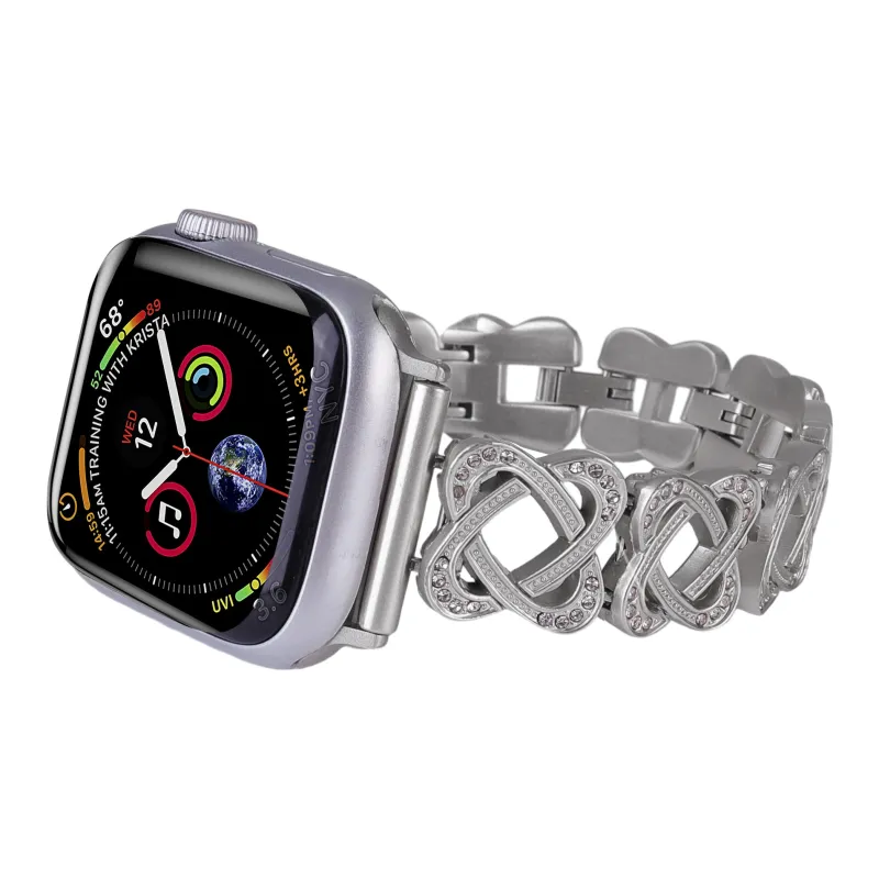 AOMN B 371 Double Ring Rhinestone Embellished Strap Compatible Apple Watch Apple Watch 6/7/8 SE-8