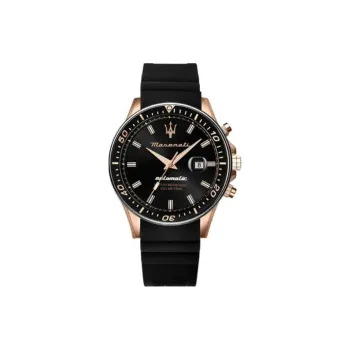 Maserati SFIDA Collection Wrist Watch Automatic Mechanical Movement Silicone Strap 44mm Black Dial Men's Watches