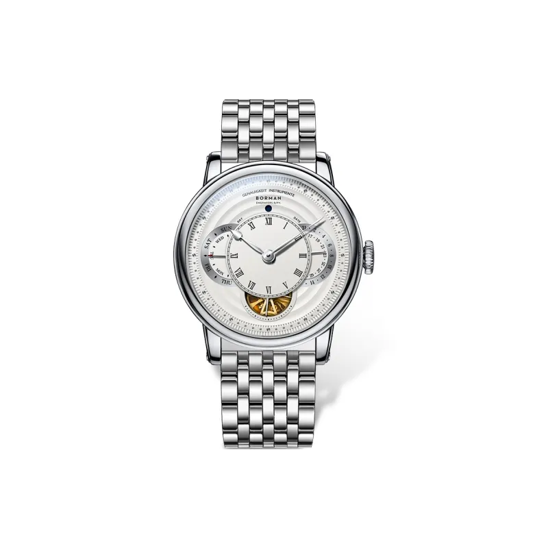 BORMAN Automatic Mechanical Movement Stainless Steel Watchband Men's Watches White Dial-0