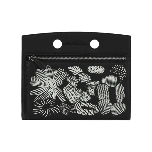 HERMES Swift Calfskin Handbag Women's Black & White