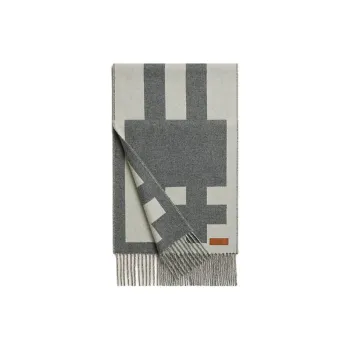 HERMES Cashmere Knit Scarves Unisex Gray