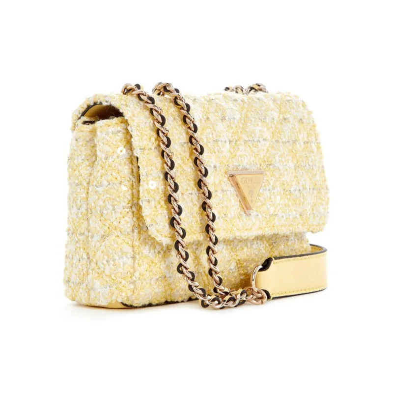 GUESS Fabric+Artificial Leather Envelope Bag, Shoulder Bag Women's Yellow-2