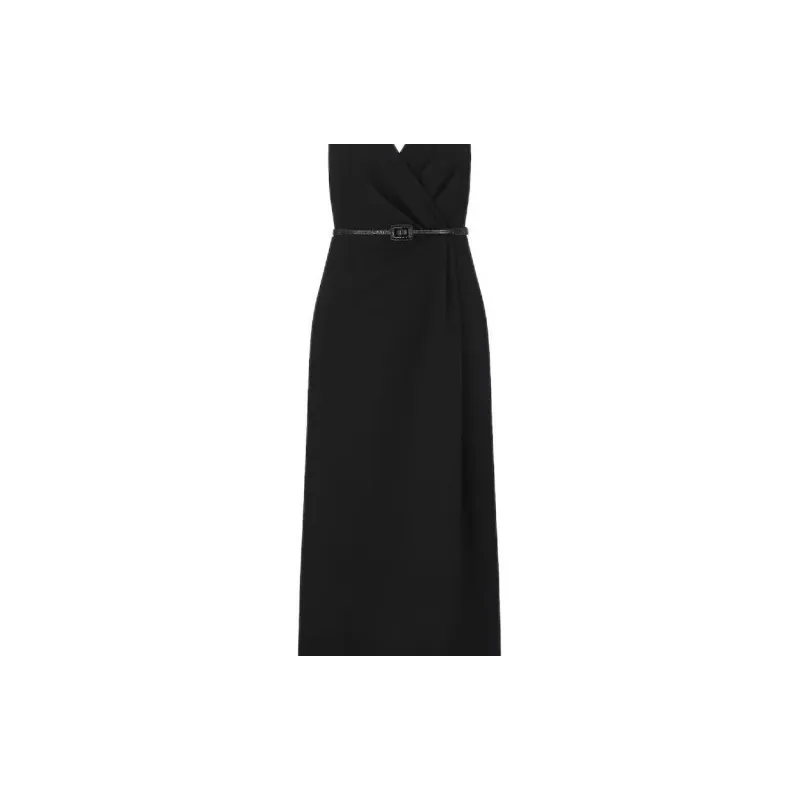 DIOR Wraparound Mid-Length Sleeveless Dress Women's Black-5