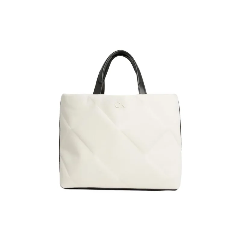 CALVIN KLEIN Cotton Tote Bag Shopping Bag Handbag Women's White-0