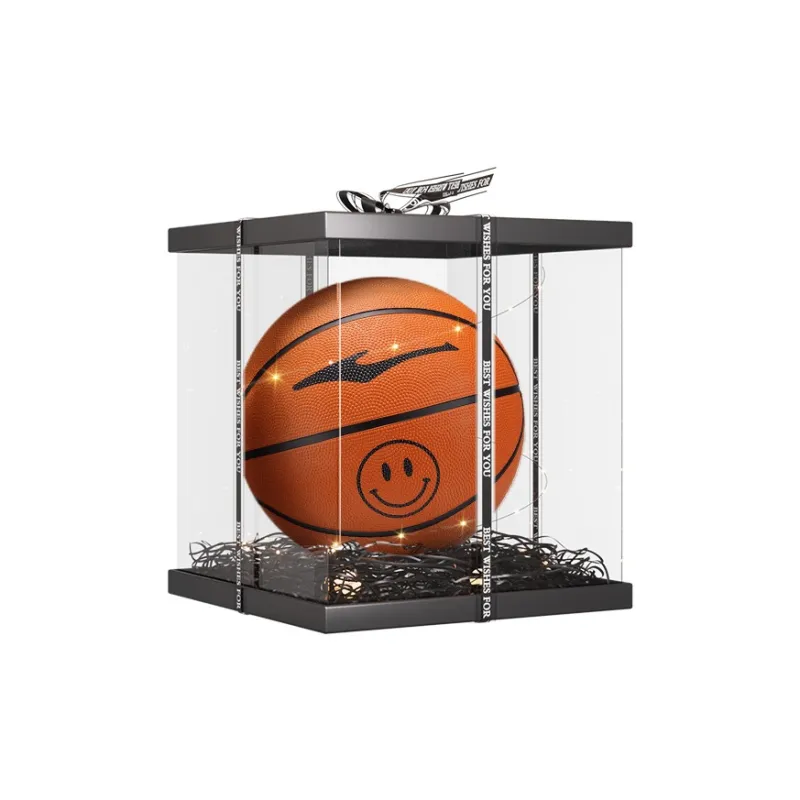 Erke Smiley Face Collection Rubber Basketball Brown Size 7.5 Training Competition Unisex-5