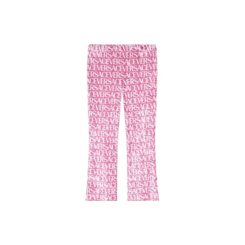 VERSACE Logo print Flared Trousers-4