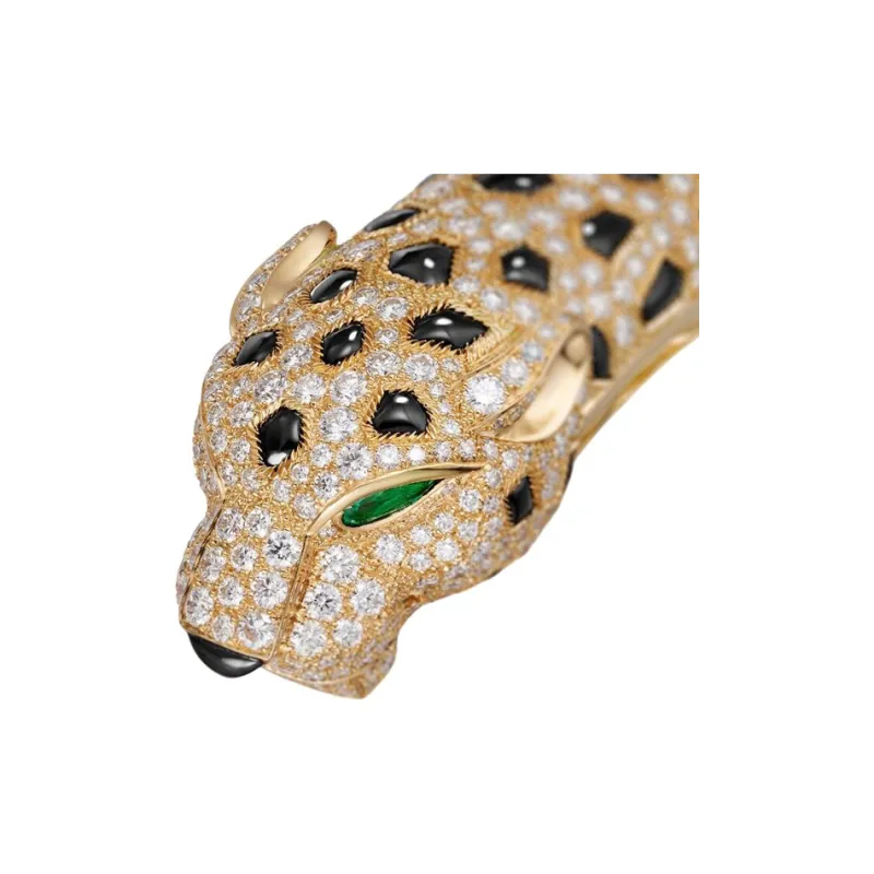 CARTIER 18K Gold Emerald Onyx Diamond Bangles Women's Gold-3