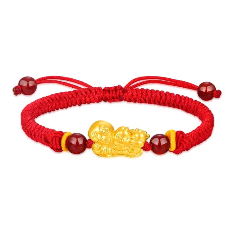 Celebrate The Great Blessing Three in One Pi Xiu Collection Solid Gold Priced In Gram Gold Bracelet Women's-4