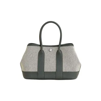 HERMES Canvas With Leather Crossbody Handbag Mini Women's Rain Cloud Gray