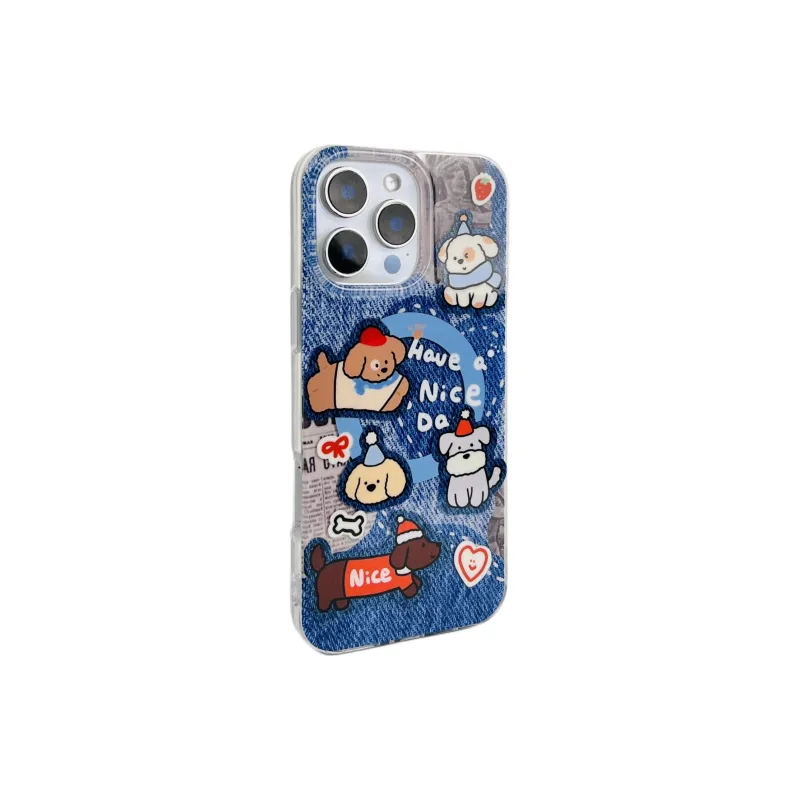 Wei Xin Acrylic Material Denim Dog Magnetic Stand Phone Cases Compatible With IPhone 16/15 Pro Max/Apple 13/14 Pro/Max-6