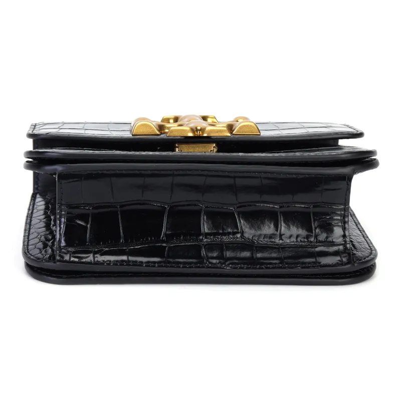TORY BURCH Eleanor Leather Envelope Bag Shoulder Bag Crossbody Bag Small Size Women's Black-3