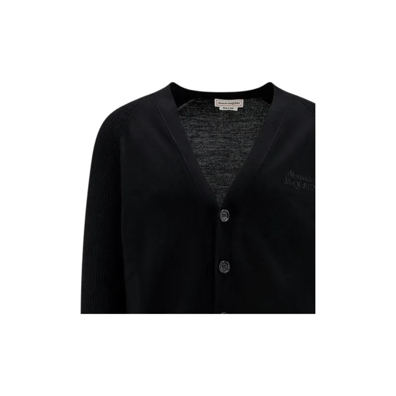 Alexander McQueen Buttoned Logo Embroidered Cardigan-5