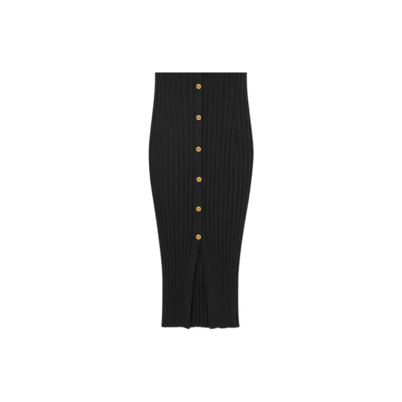 VERSACE Short-Sleeved Knitted Midi Shirt Dress-5