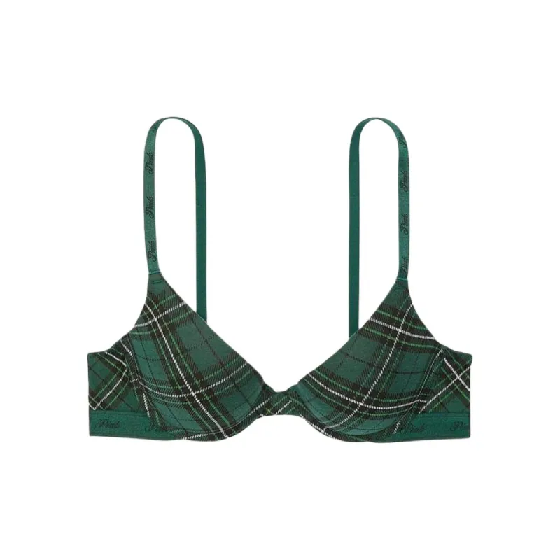 Victoria's Secret PINK WEAR EVERYWHERE Bra Women's Green Plaid-0