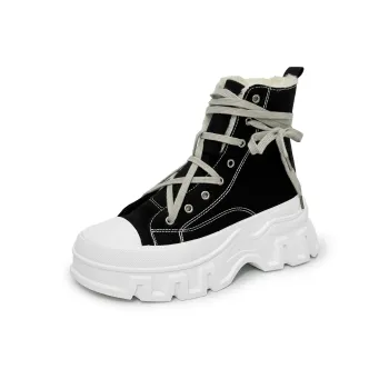SLNU 3 Anti Slip And Wear Resistant Height Increasing High Top Canvas Shoes Unisex Gray Black
