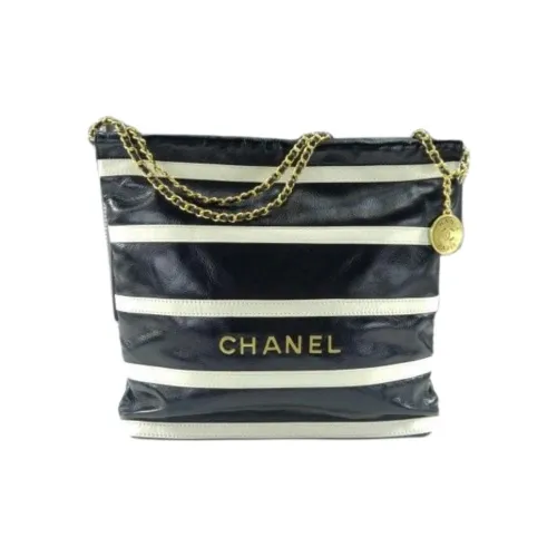 CHANEL 22Bag Bright Calfskin Hobo Bag, Handbag, Shoulder Bag Small Size Women's Black & White