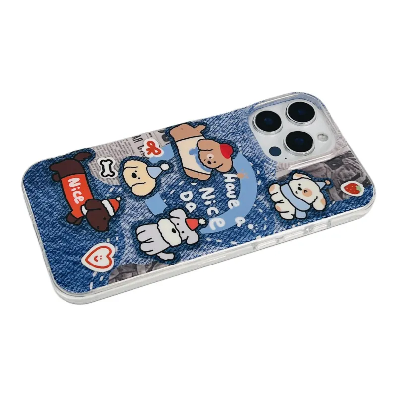 Wei Xin Acrylic Material Denim Dog Magnetic Stand Phone Cases Compatible With IPhone 16/15 Pro Max/Apple 13/14 Pro/Max-8