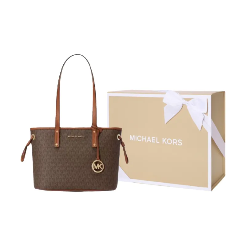 MICHAEL KORS Jet Set Travel Artificial Leather Tote Bag, Shopping Bag, Shoulder Bag Trumpets Women's Dark Brown-6