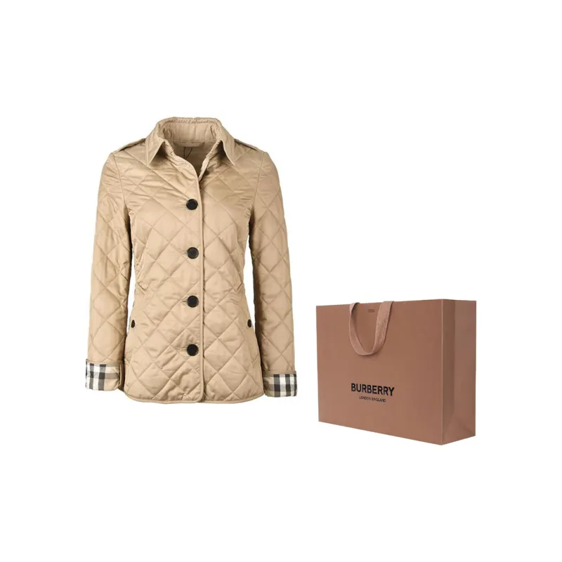 Burberry Women's Diamond Quilted Jacket Beige - POIZON