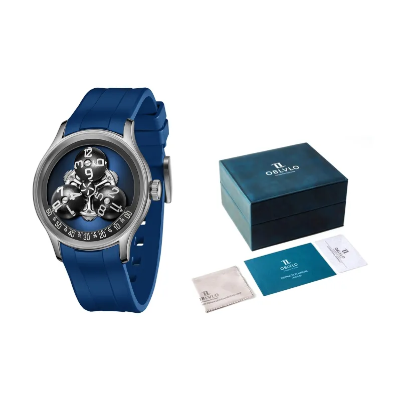 OBLVLO Automatic Mechanical Movement Watch Men's Watches Black Dial-5