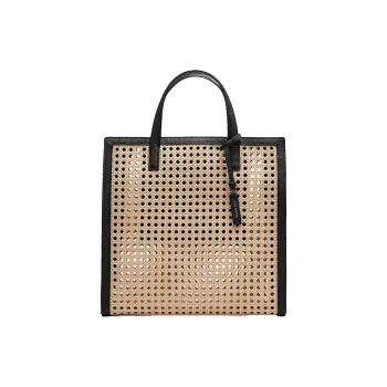 Ted Baker Raffia Tote Bag, Shopping Bag, Shoulder Bag, Handbag Regular Women's Black & Khaki