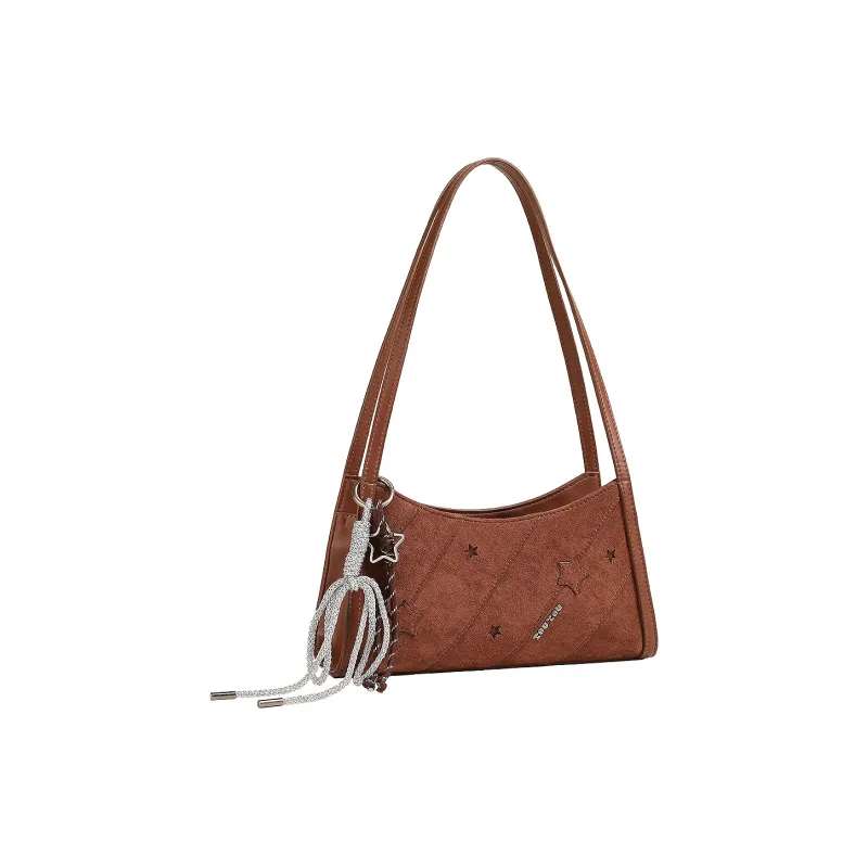 TOUTOU Synthetic Leather Shoulder Bag Medium Size Women's Stars Brown Sand-1