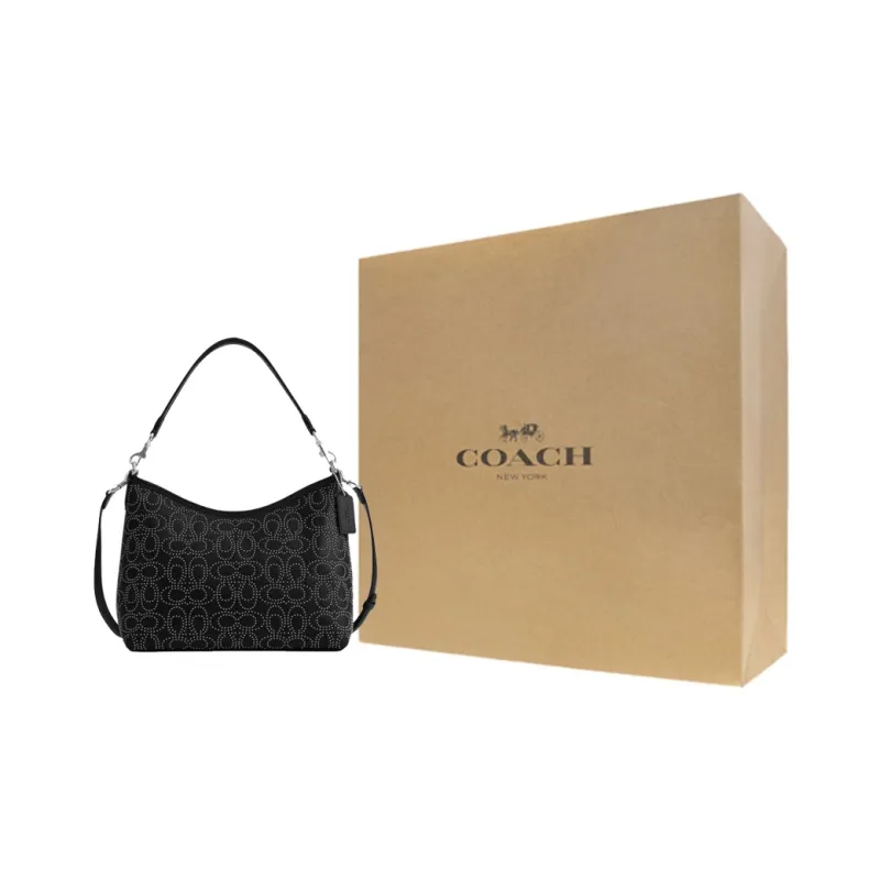 COACH Pebbled Leather Shoulder Bag, Crossbody Bag, Handbag Tubas Women's Black-8