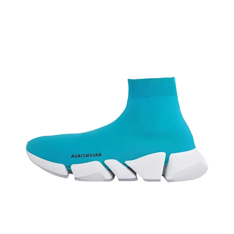 Balenciaga Speed 2.0 High Top Casual Shoes Men's Blue-2