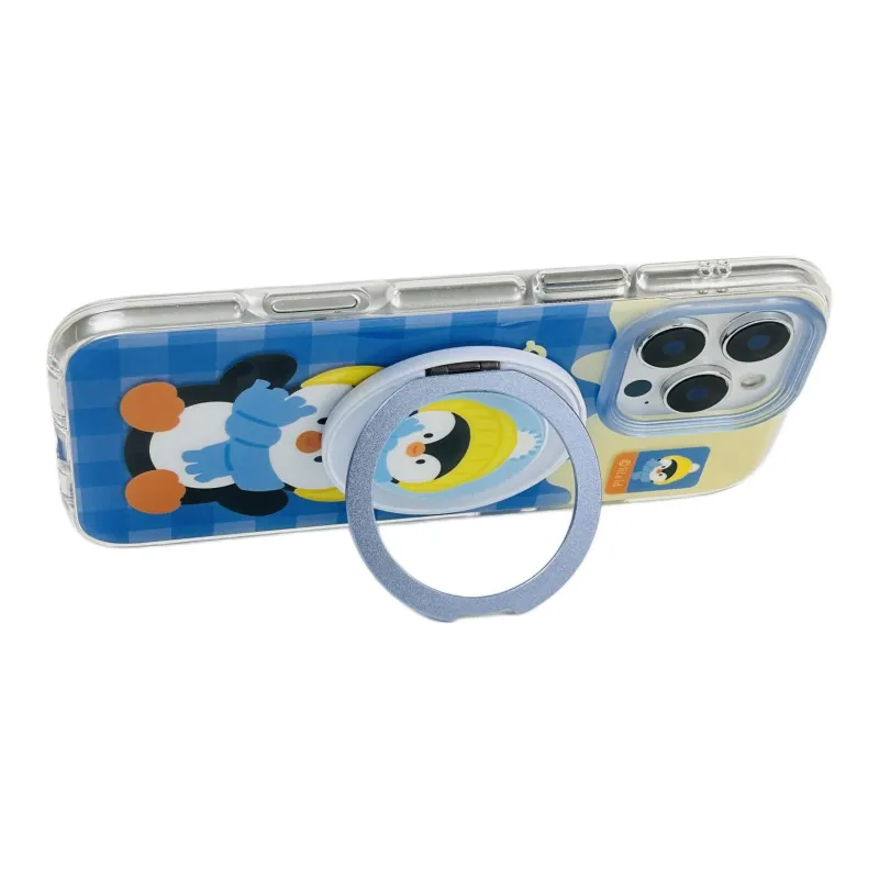 Wei Xin Acrylic Material Penguin Magnetic Stand Phone Cases Compatible With IPhone 16/15 Pro Max/Apple 13/14 Pro/Max-3