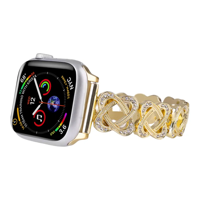 AOMN B 371 Double Ring Rhinestone Embellished Strap Compatible Apple Watch Apple Watch 6/7/8 SE-6