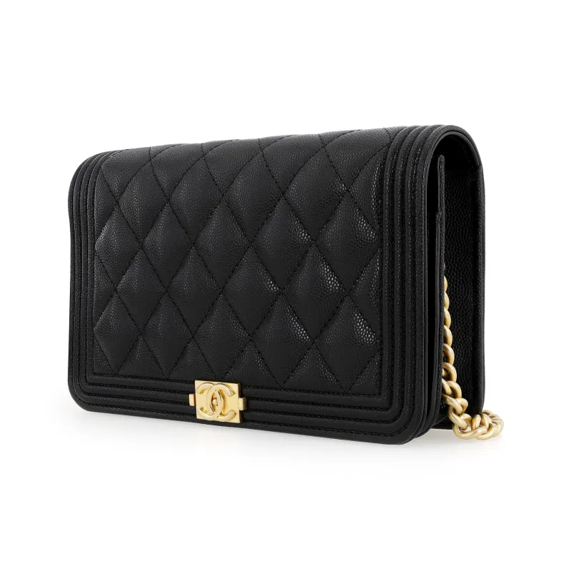 CHANEL Leboy Grain Caviar Cow Leather Pochette, Shoulder Bag, Crossbody Bag Women's Black-1