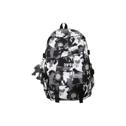 BAODIDAISHU Nylon Comfortable Bib & Brace Backpack Unisex Black/White/Blue