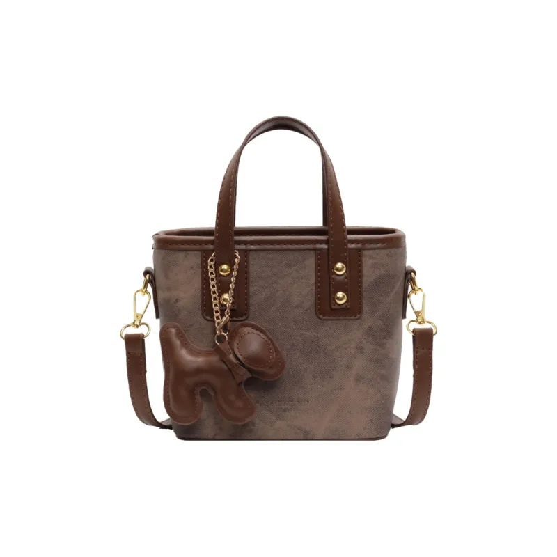 Yalu PU Bucket Bag, One Shoulder Handbag Women's Black/Ecru/Blue/Coffee-1