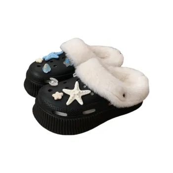 SHIGUDE Cotton Slippers Women's, Black