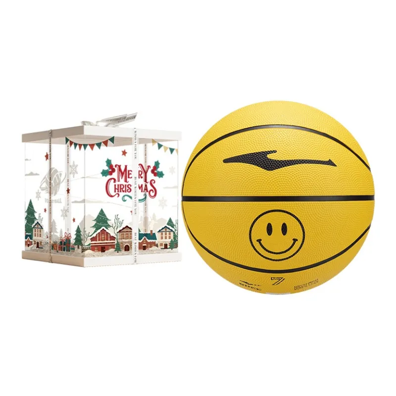Erke Smiley Face Collection Rubber Basketball Black Yellow Size 7.5 Training Competition Unisex-8