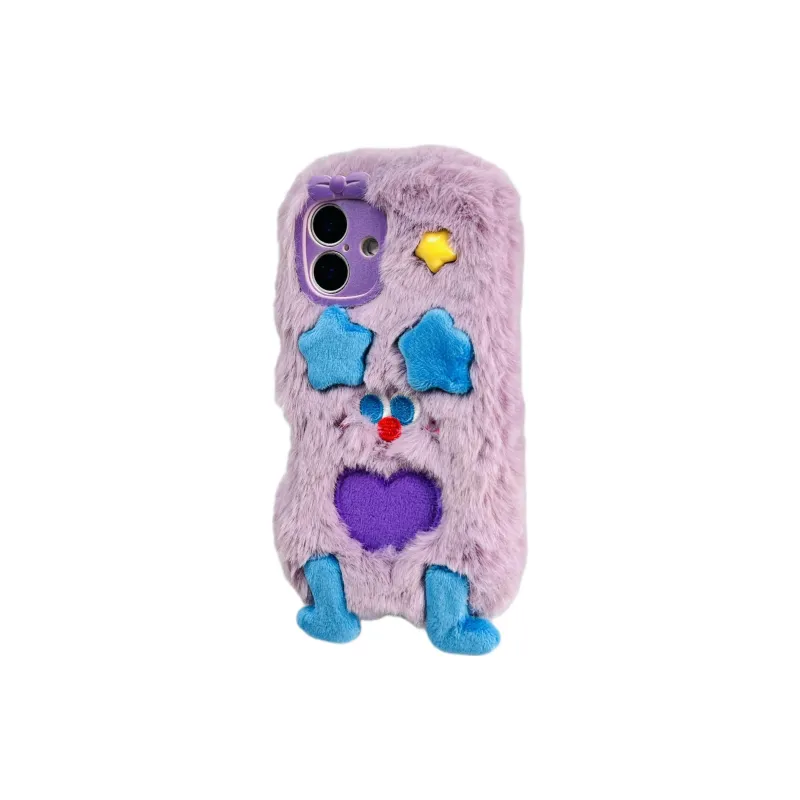 Wei Xin Plush Material Plush Cartoon Expression Phone Cases Compatible With IPhone 16/15 Pro Max/Apple 13/14 Pro/Max-2
