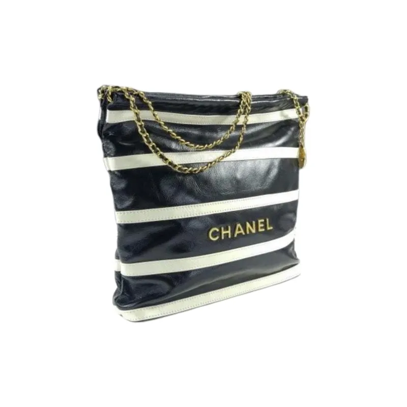 CHANEL 22Bag Bright Calfskin Hobo Bag, Handbag, Shoulder Bag Trumpets Women's Black & White-1