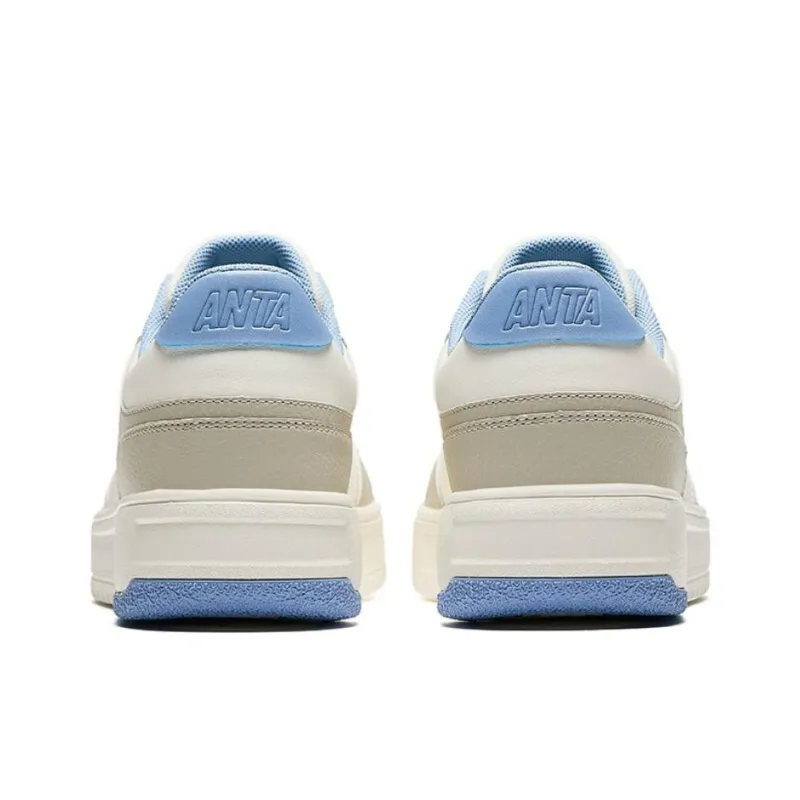 Anta Broken Bamboo Slip Resistant Cushioning Low Top Skateboard Shoes Men's White Brown Blue-3